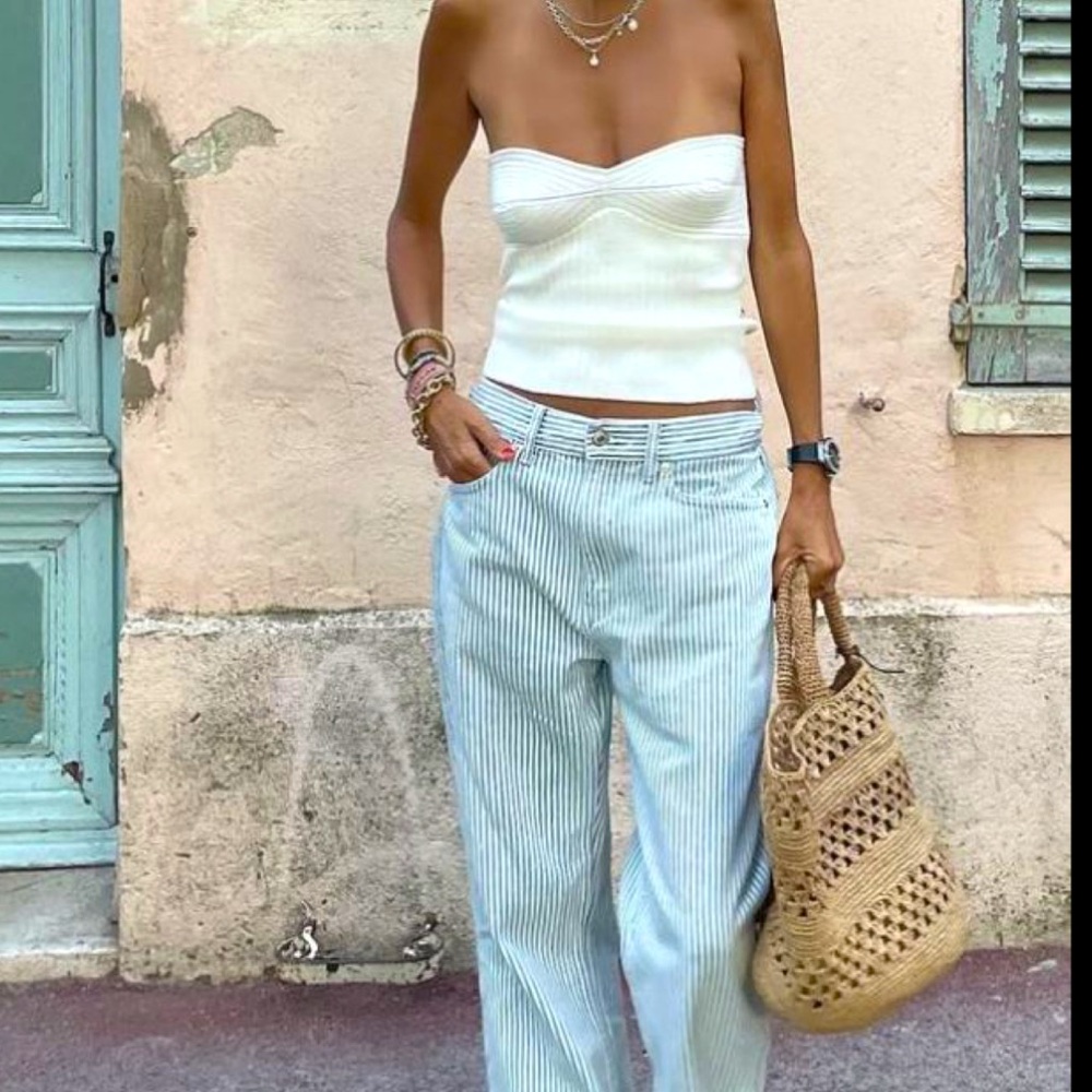 BANANA REPUBLIC LIGHT BLUE PINSTRIPE PREPPY TROUSERS ⛵️🛟